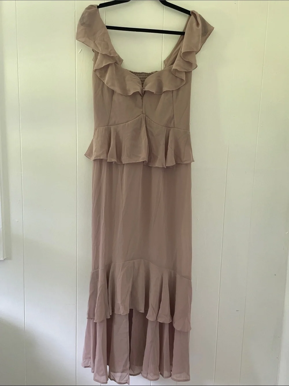 Show Me Your MuMu Beige Ruffled Maxi Dress